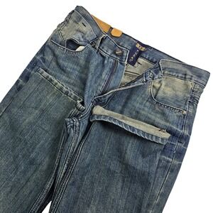 Vtg FUSAI Mens 1997 Straight Leg Jeans Sz 32 x 30 Distressed Embroidered Pockets